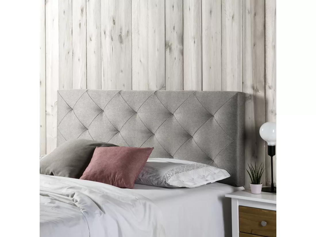Tête de lit Milano 150x60 cm, Losanges en Tissu Gris, 8 cm d'épaisseur