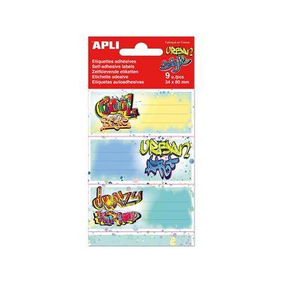 Apli Grafitis - 9 Étiquettes scolaires - 36 x 81 mm
