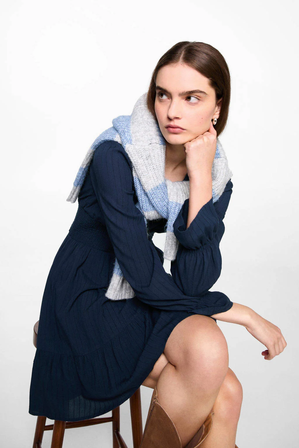 MANGO TEEN midi jurk marine