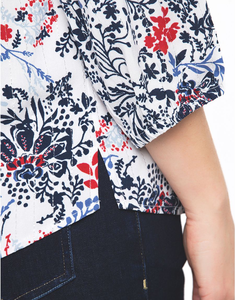 Blouse blanche fleurs