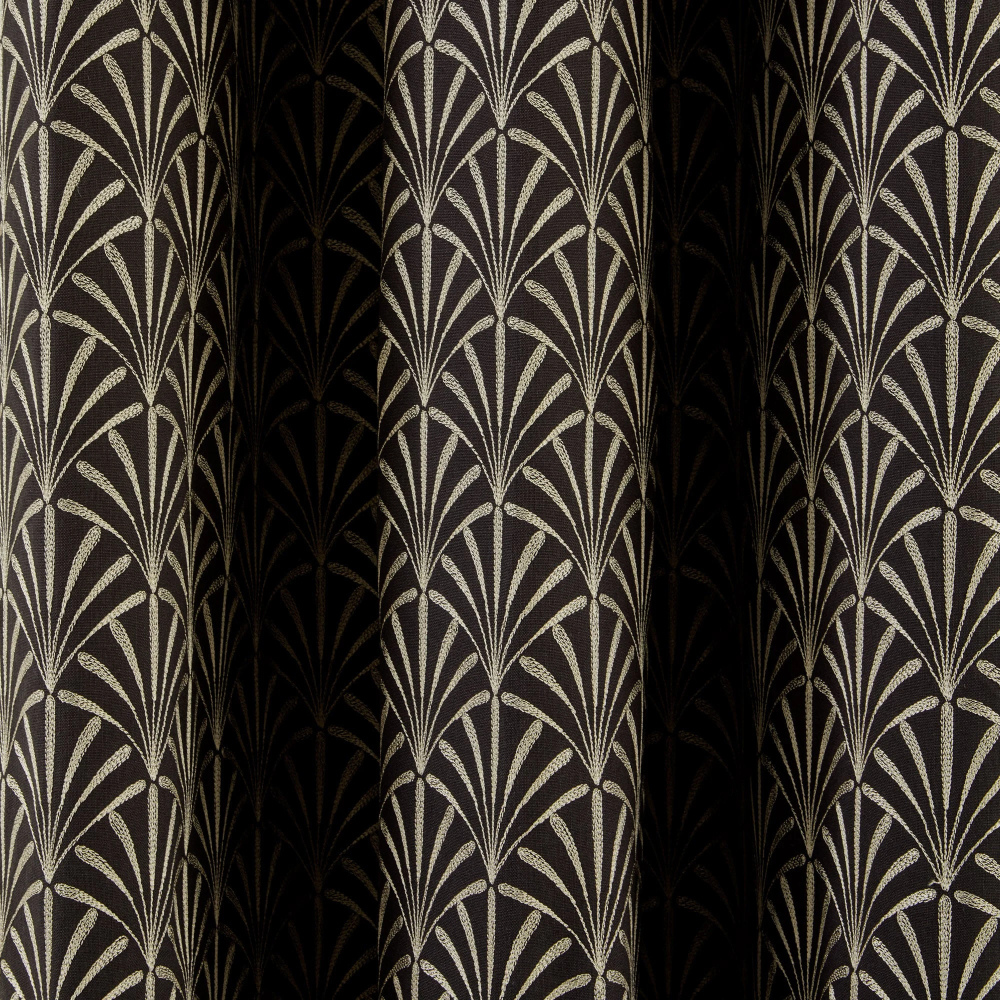 ARDECO - Rideau à oeillets noirs doublé | Noir