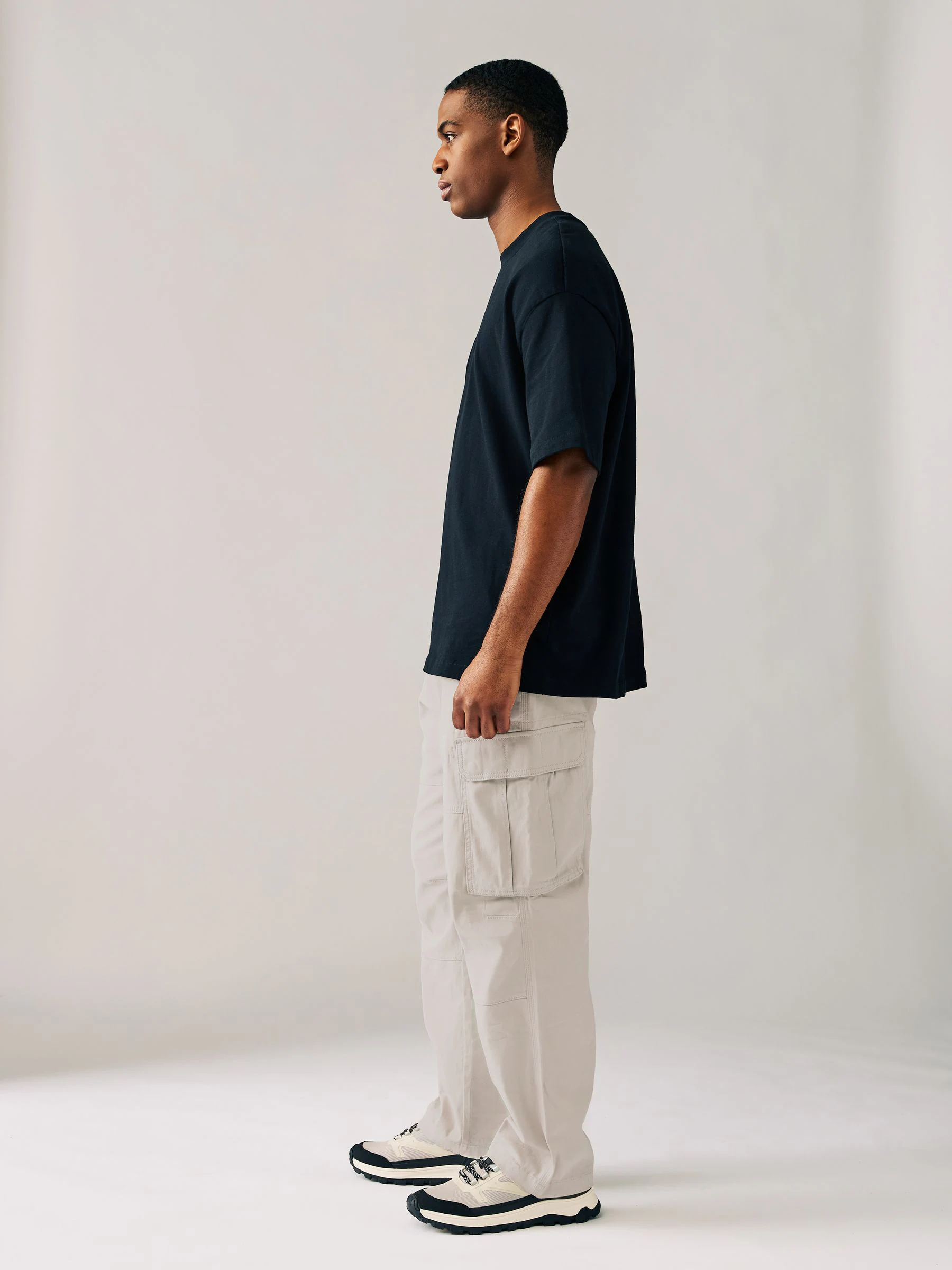 Licht pastelgeel - Relaxed fit - Katoenen cargostretchbroek