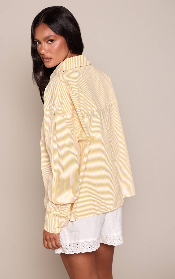 Jaune Chemise Boxy En Coton À Fines Rayures