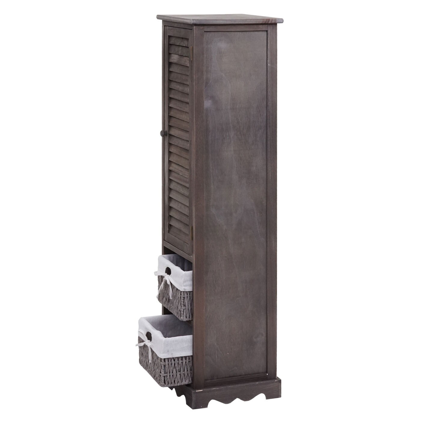 Badezimmerkommode MCW-H20, Badezimmer Schrank Badschrank Badregal, 120x27x29cm Massiv-Holz ~ shabby grau-braun