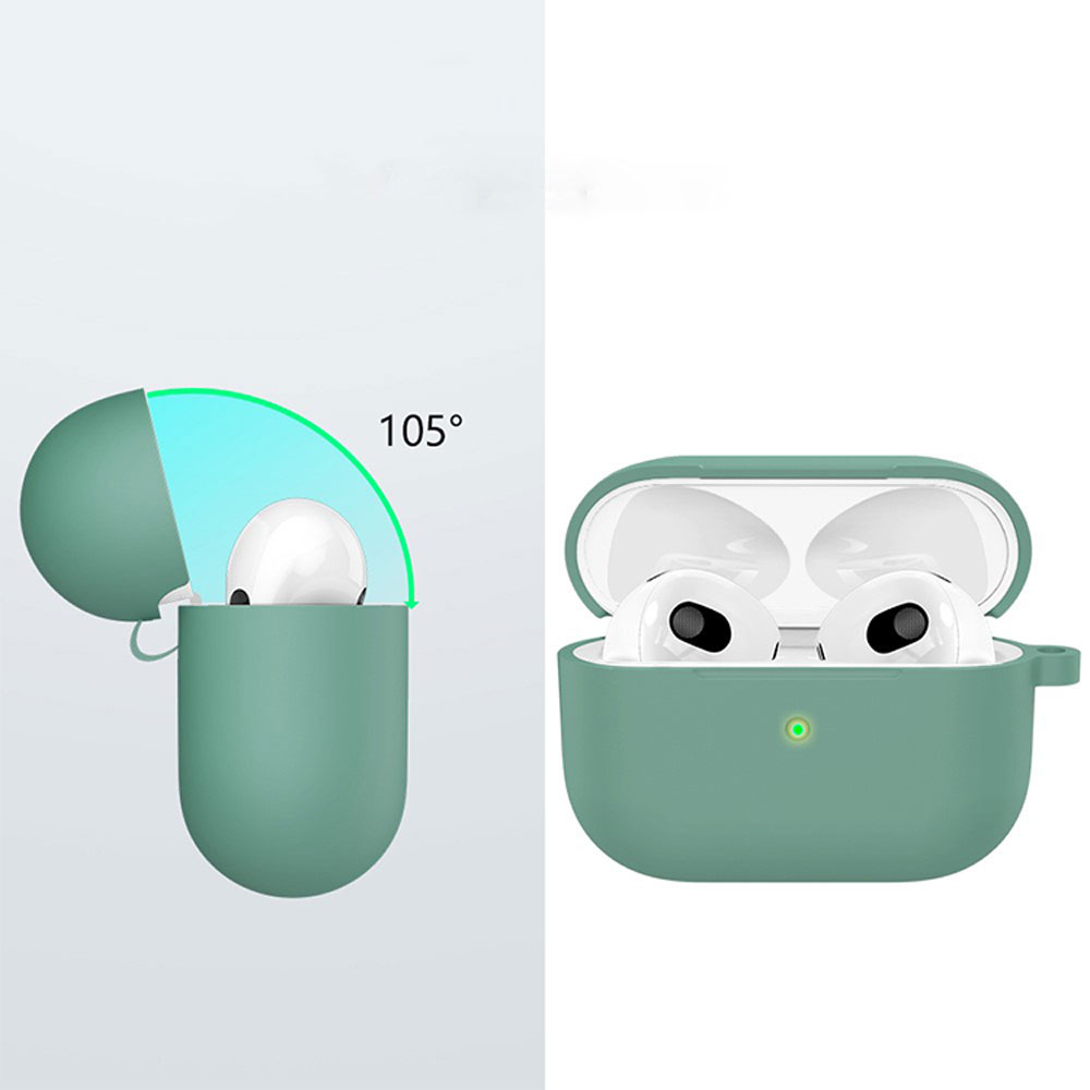 AirPods (3. Generation) Silikon Schutzhülle Abdeckung mit Karabinerhaken - Grün