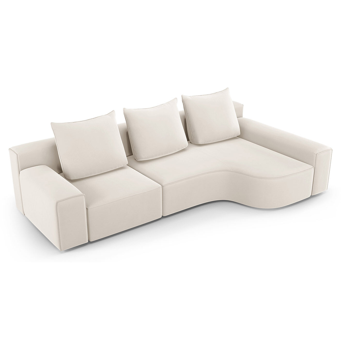 Mazzini Sofas Canapé d'angle Droit Velours Ivy 4 Places beige - 280x137x89 cm