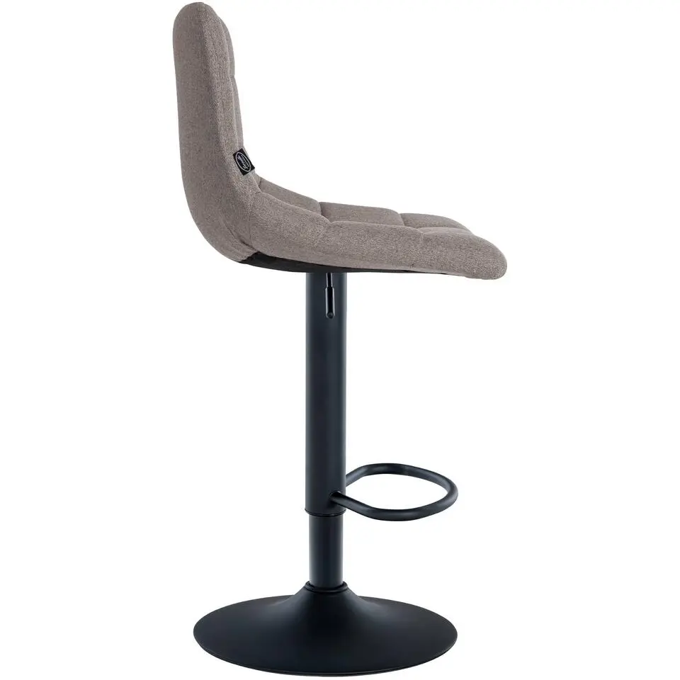 CLP Set van 2 Barkruk Jerry zwart Frame - Stof - grijs