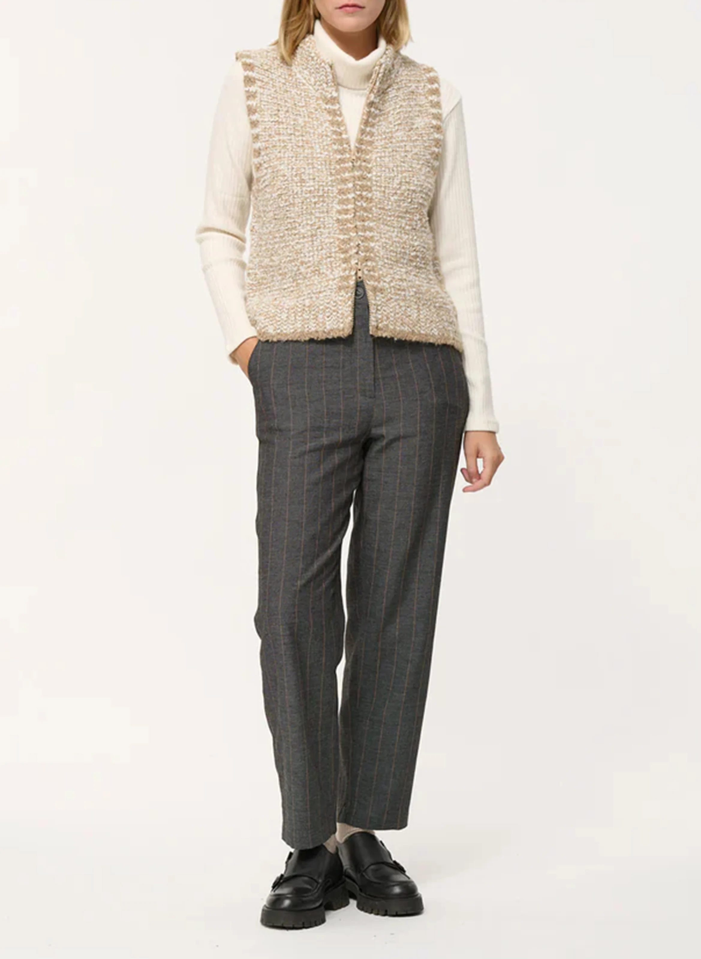 Blouson col montant droit en maille | Gris