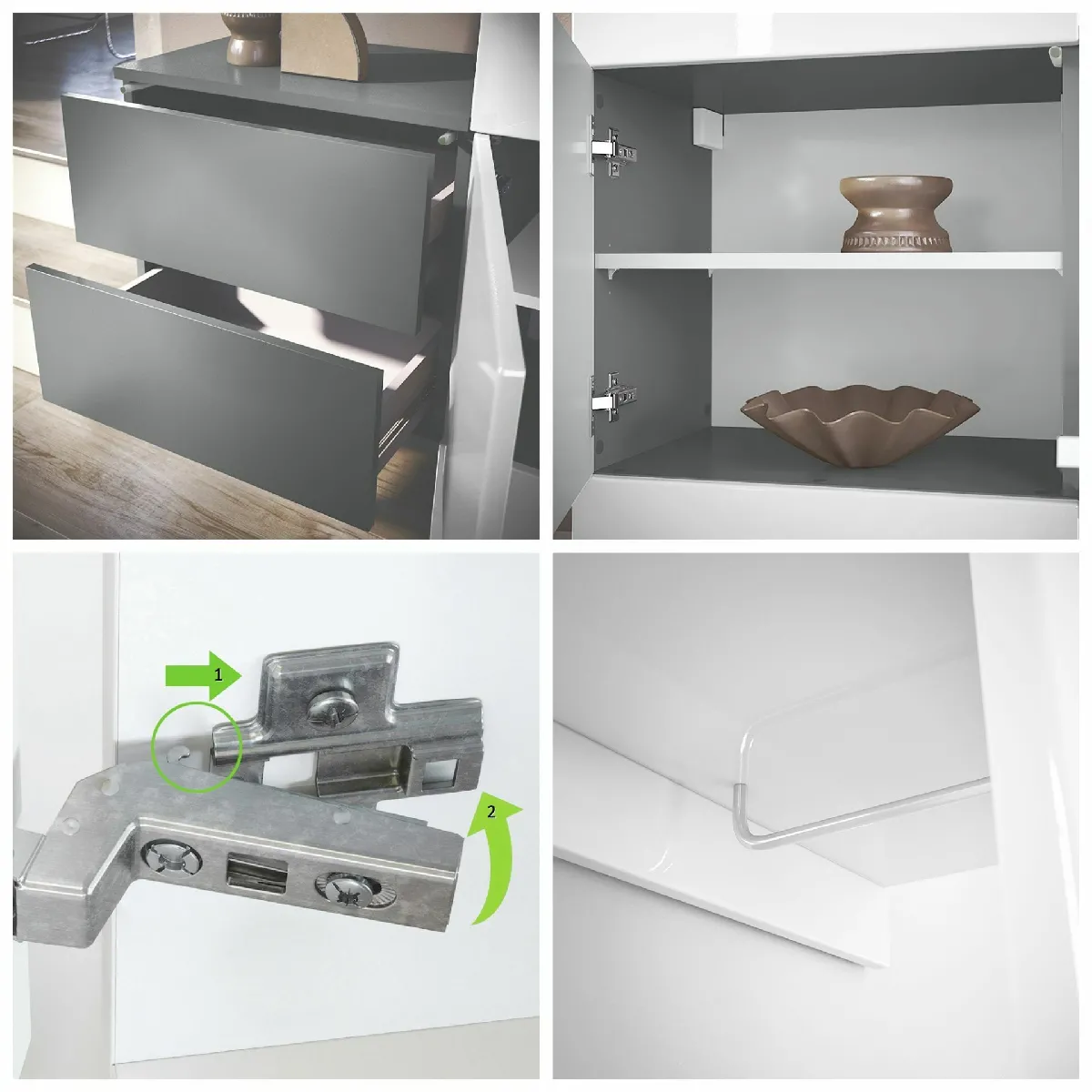 MPC Vestiaire - Gris et aspect métal rayé - 157 x 193 x 35 cm