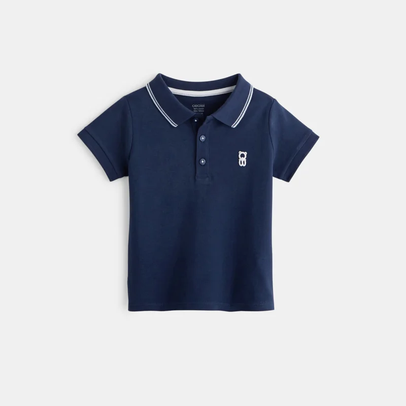 Polo maille piquée uni bleu bébé garçon Bleu