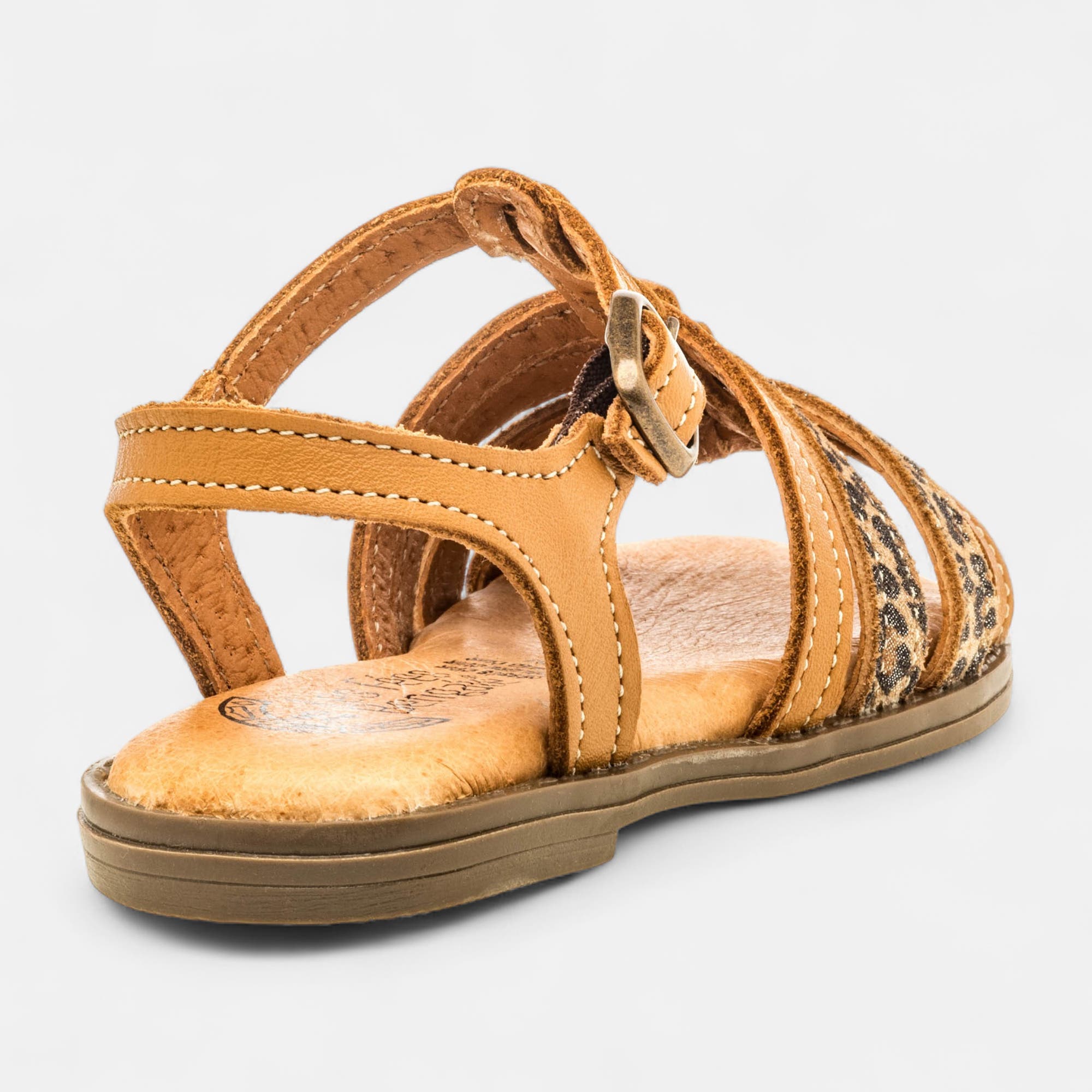 Nu-pieds Fille en cuir cognac