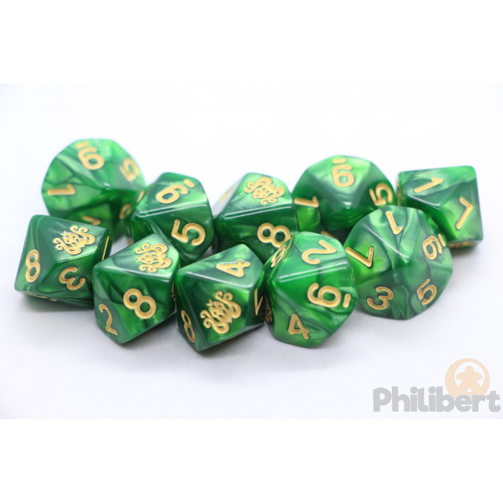 Set de 10 Dés 10 Faces Elder Dice: The Brand of Cthulhu (Drowned Green)