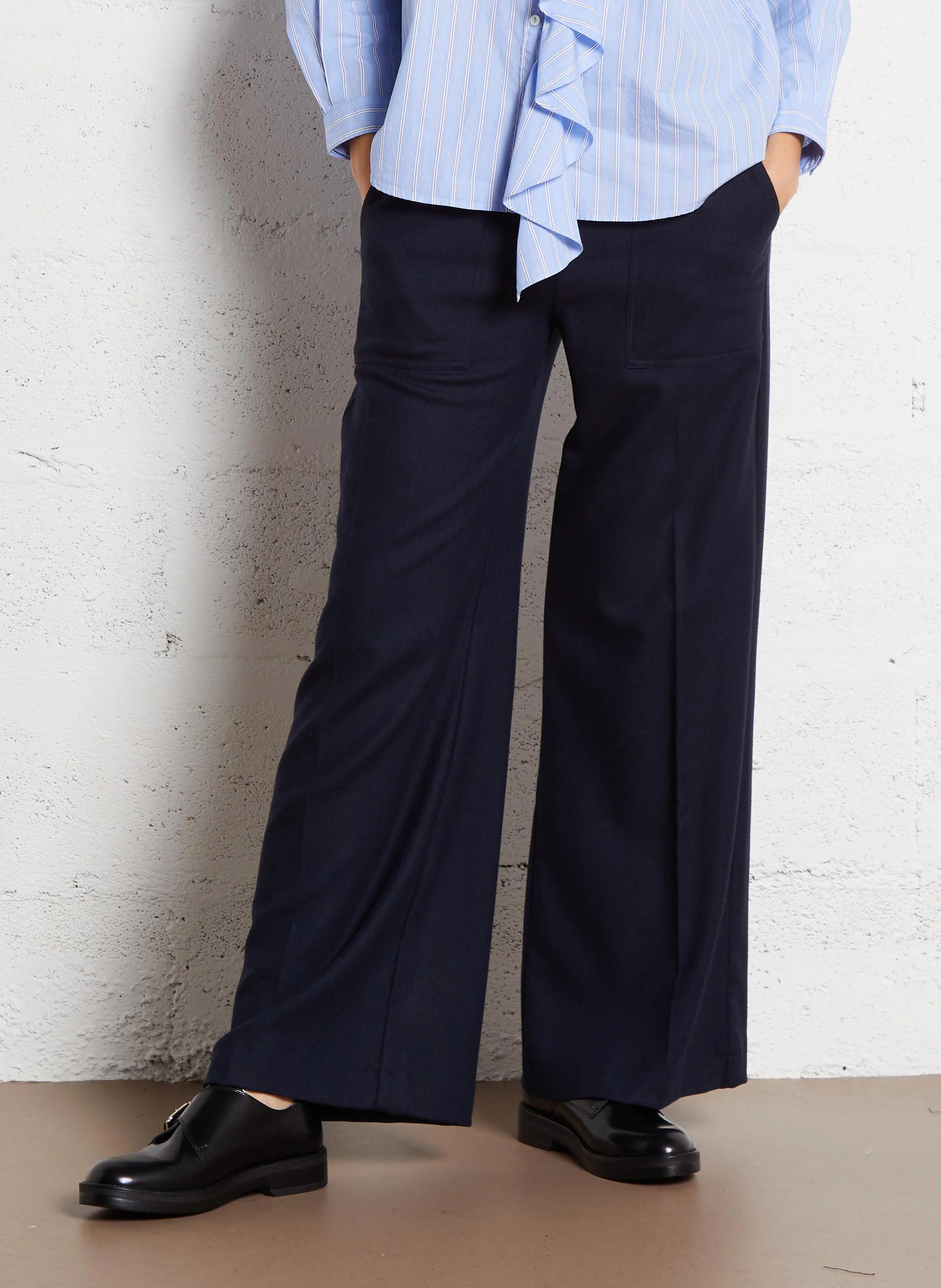 PERILLO - Pantalon large à plis | Bleu