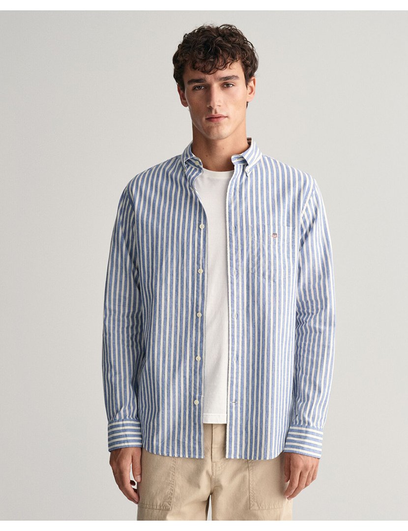 Long Sleeve Striped Shirt Blue