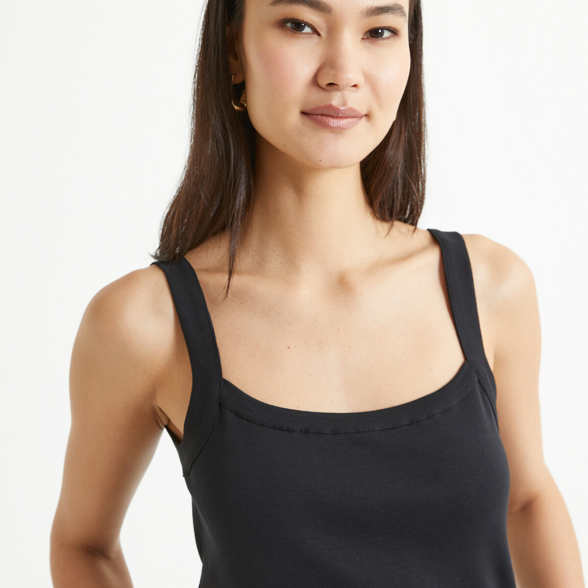 ANNE WEYBURN<br>Regata com decote quadrado, puro algodão penteado