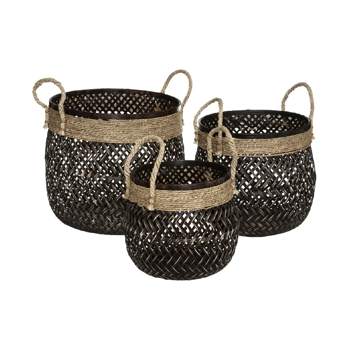 Atmosphera, Createur D'Interieur Atmosphera Paniers bambou corde - Lot de 3 - Marron