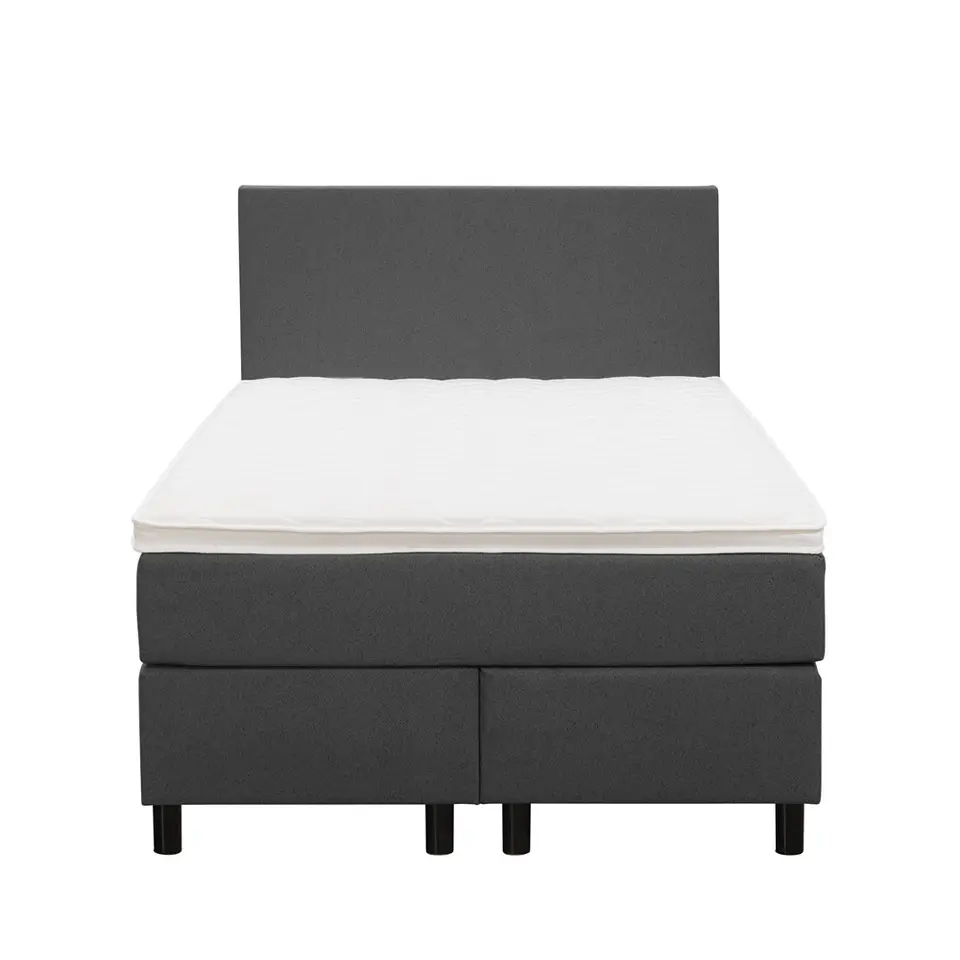 Boxspring Liv egaal - antraciet - 120x200 cm - ronde poot