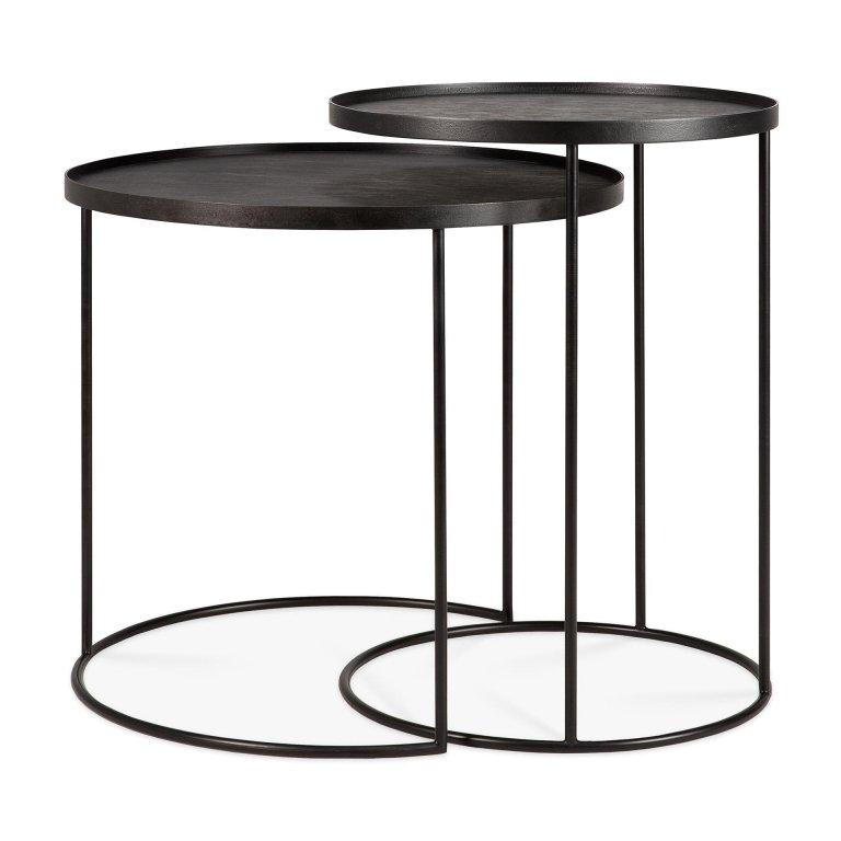 Ethnicraft Tray round bijzettafel S/L set van 2