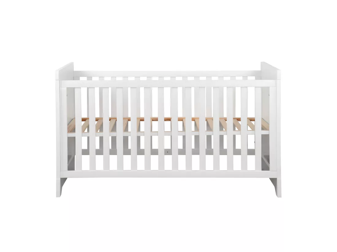Pack lit bébé avec matelas 70x140 cm bois massif blanc MONA