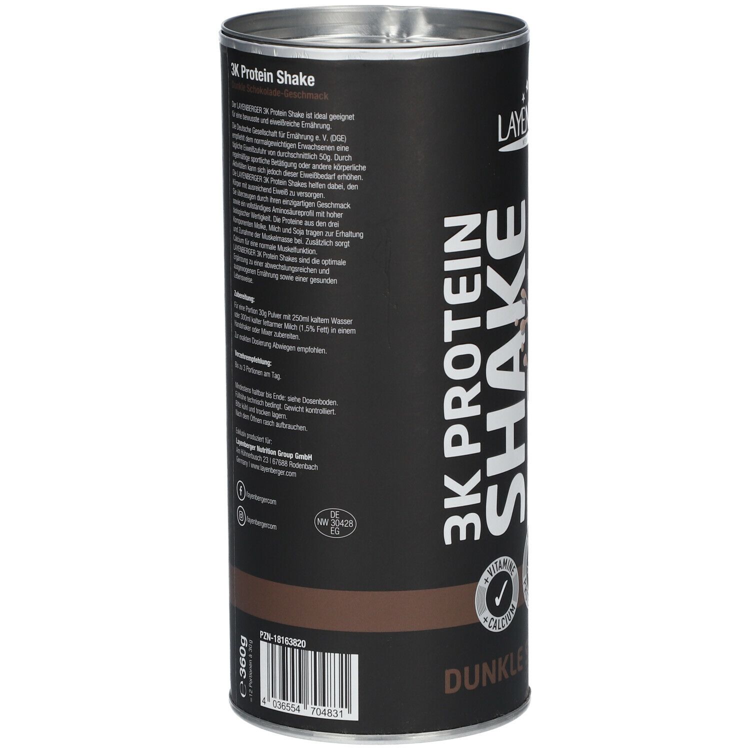 LAYENBERGER® 3K PROTEIN SHAKE Dunkle Schokolade