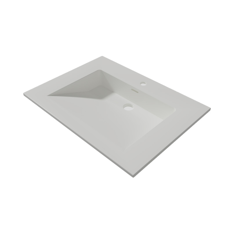 Lambini Designs Flora solid surface wastafel 60cm met kraangat wit mat