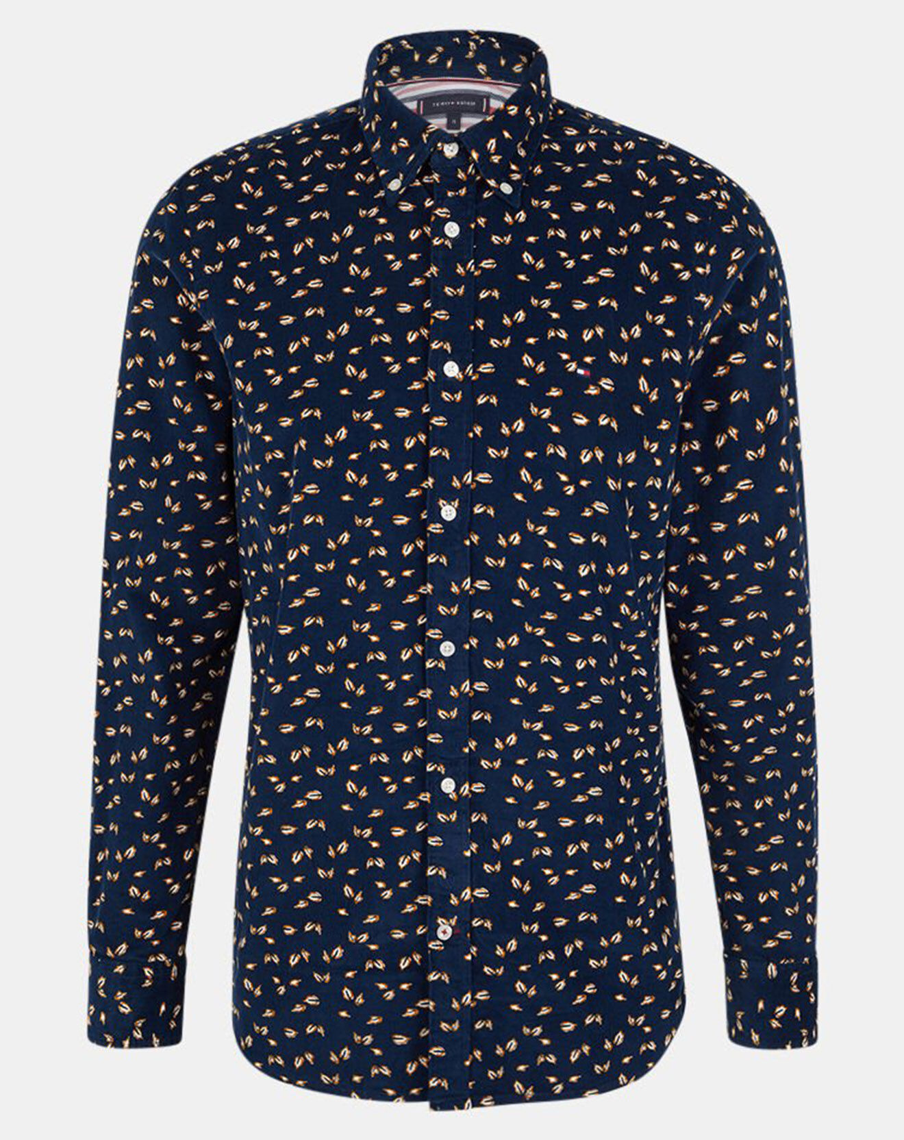 Tommy Hilfiger Chemise Slim 100% Coton Bio Velours Corduroy imprimée bleu marine