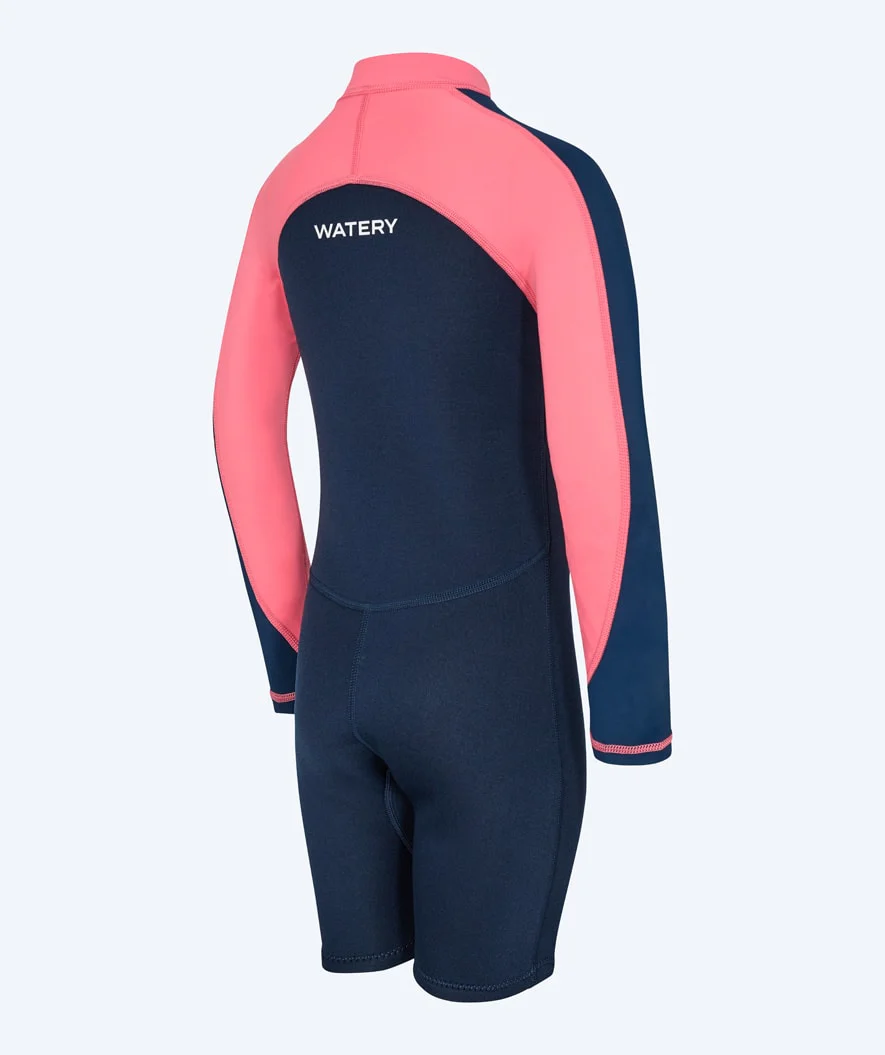 Watery UV våddragt til børn - Calypso Langærmet - Coral/mørkeblå