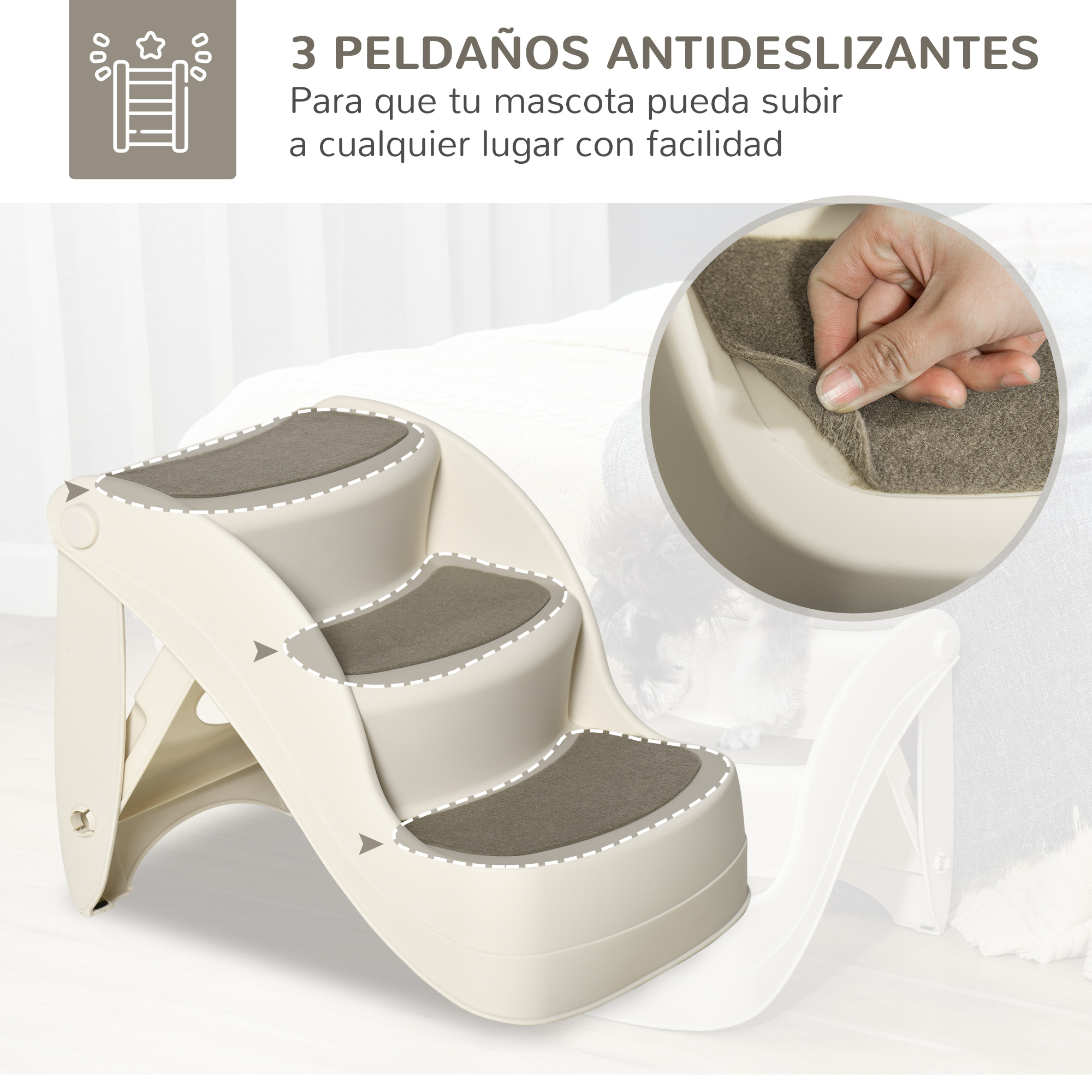 Escada dobrável para cães PawHut com 3 degraus