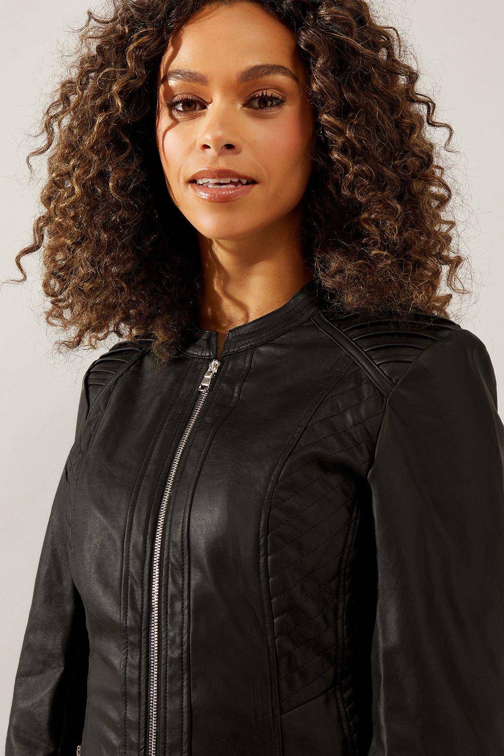 Wallis Veste en synthétique Noir avec Détails de Couture