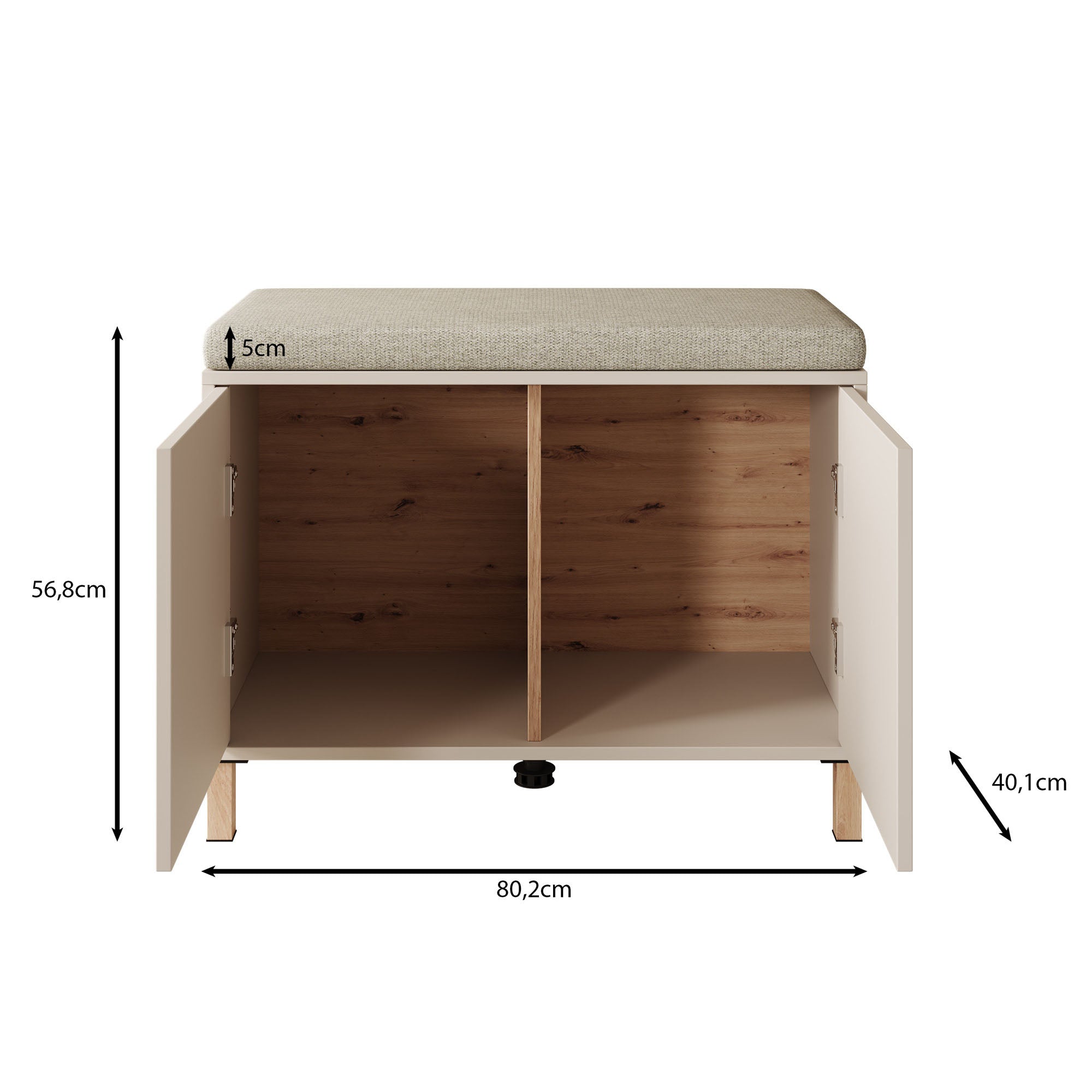 Meubella - Schoenenkast Bahia - Beige - 80 cm