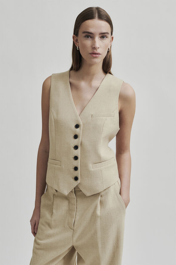 Second Female Navada Wool Waistcoat Beige melange