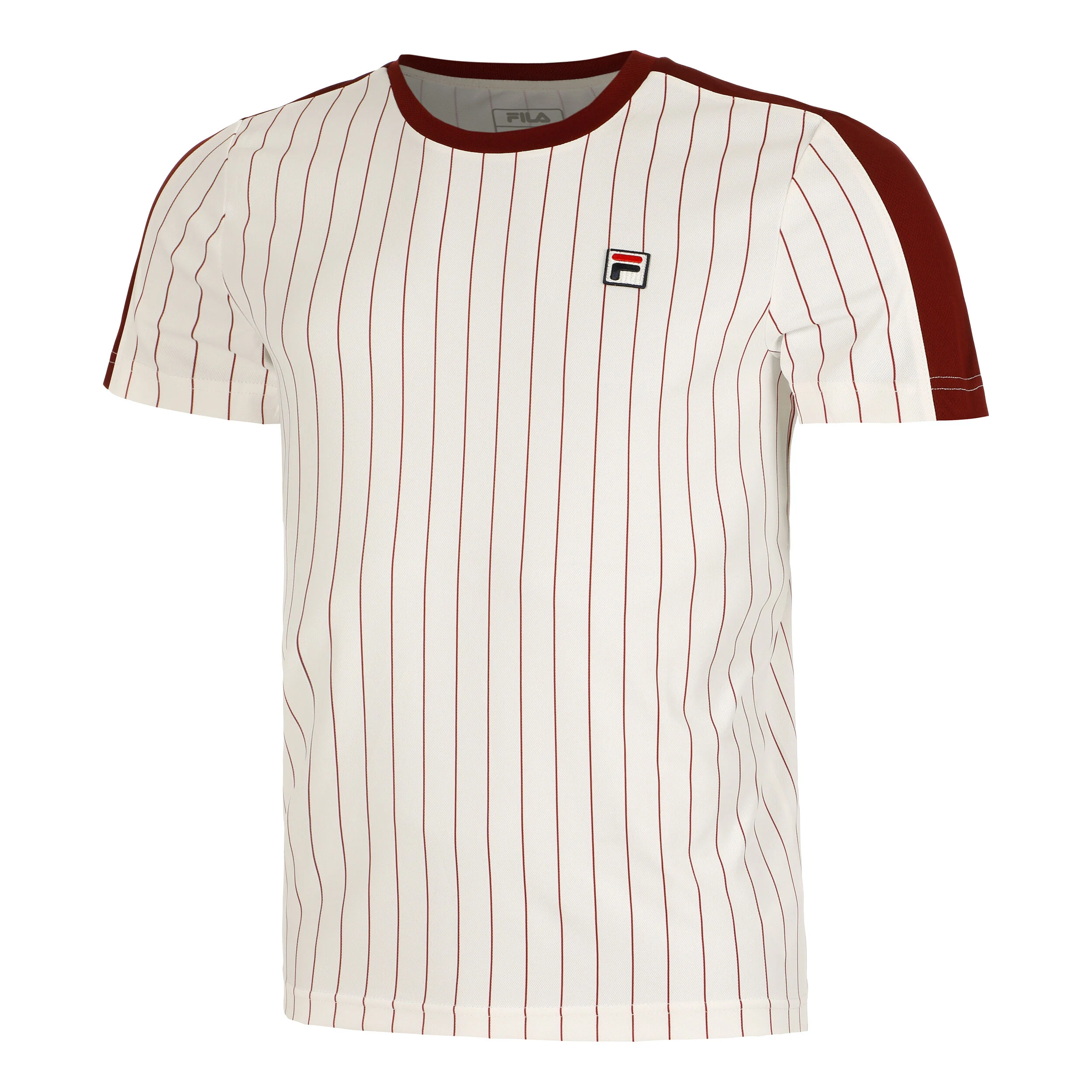 Fila Stripes Jascha 2 T-shirt Hommes - Blanc , Rouge Foncé