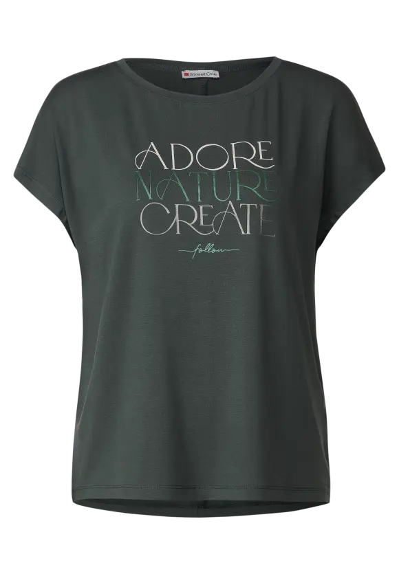 T-Shirt mit Wording - marshy green