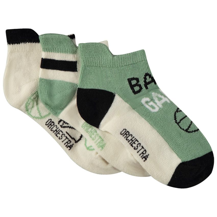 Lot de 3 paires de chaussettes courtes Basket pour garçon - Ecru