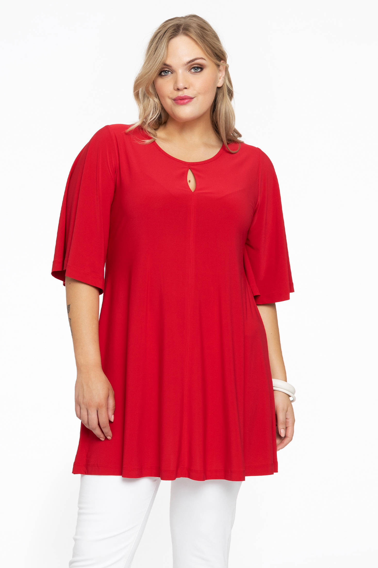 YOEK tuniek van travelstof DOLCE rood