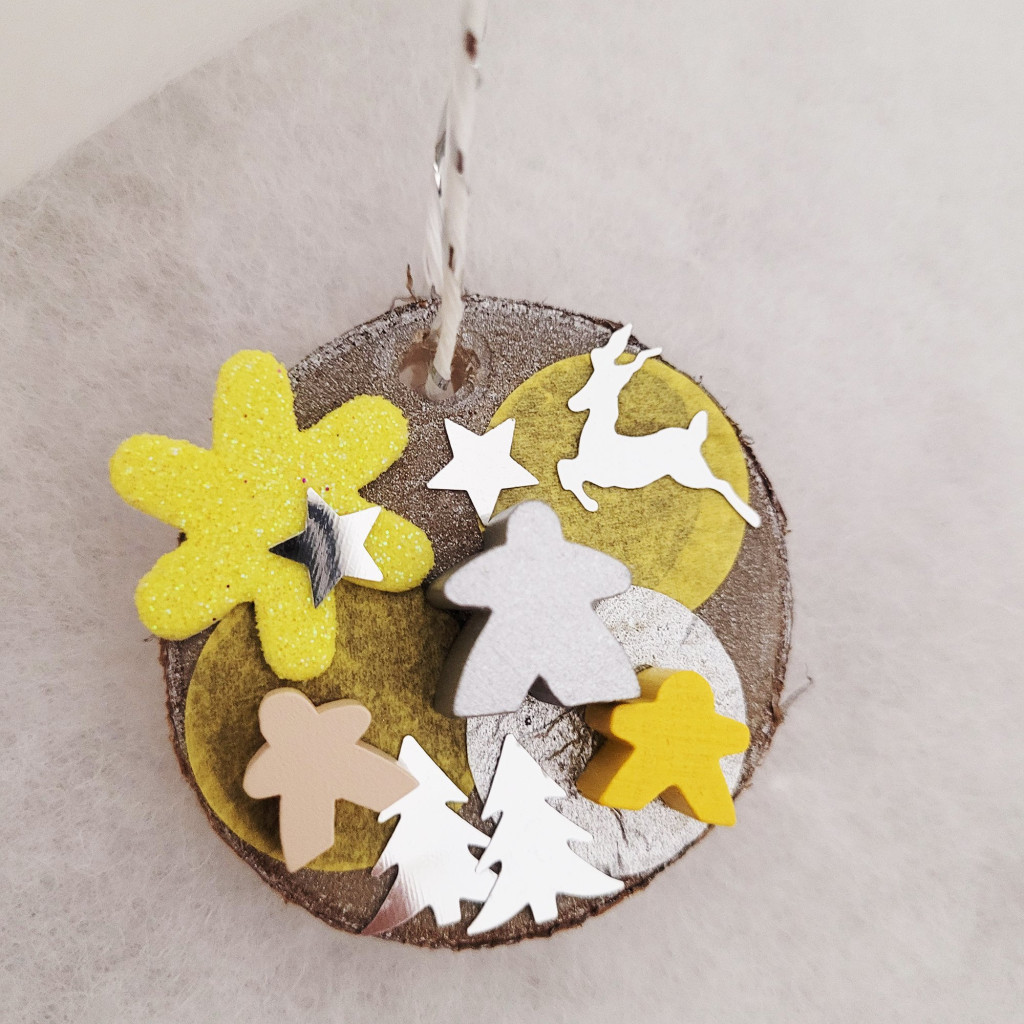 Boules de Noël rondin de bois - Jaune