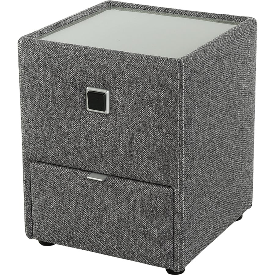 Boxspringbett Simone, Waffelcord-Stoff, 180 x 200 cm hellgrau
