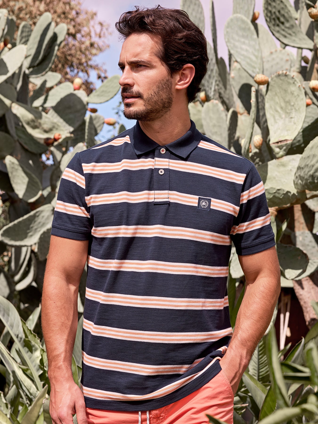 Herren Poloshirt in Rugby-Optik