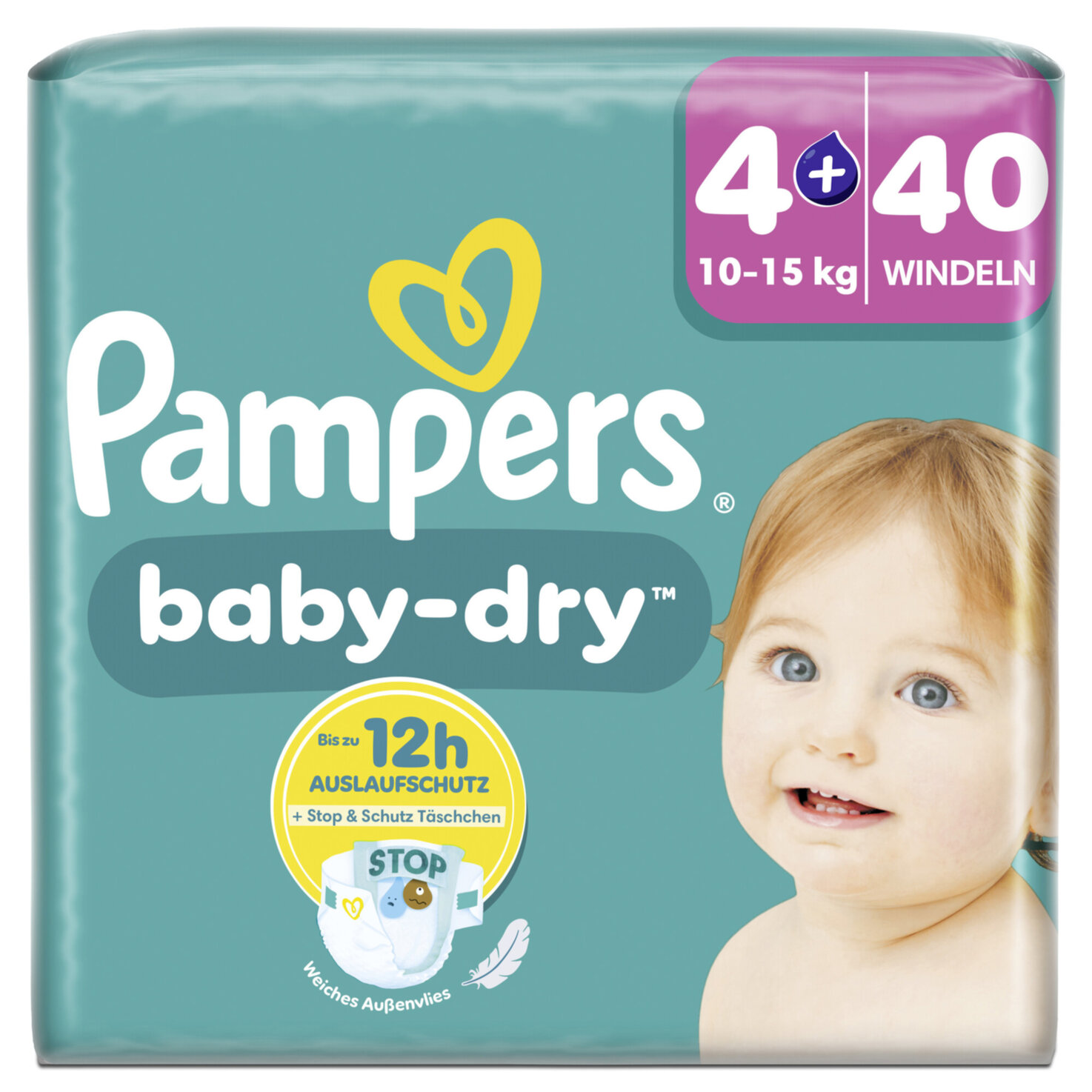 Pampers Baby Dry Grösse 4+ Maxi Plus 10-15kg 40 Stück