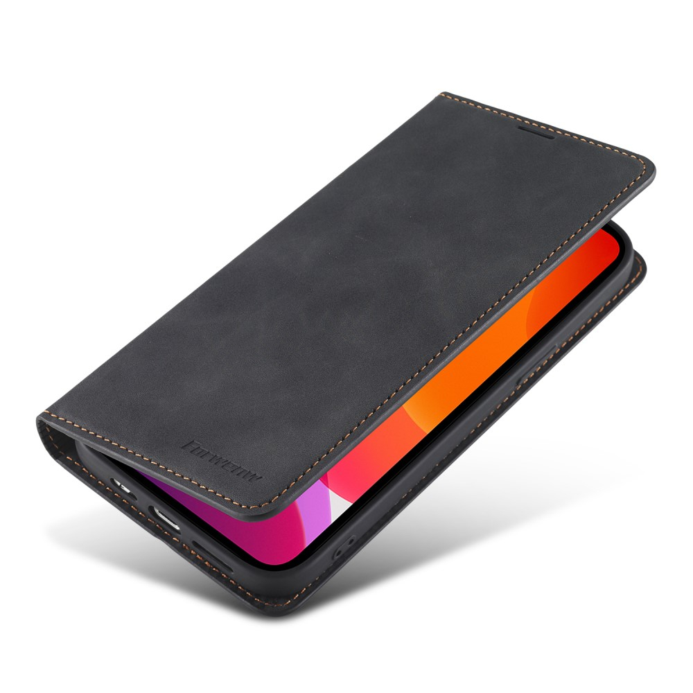 iPhone 13 Vintage Leder Tasche Flip Cover Fashion Design - Schwarz