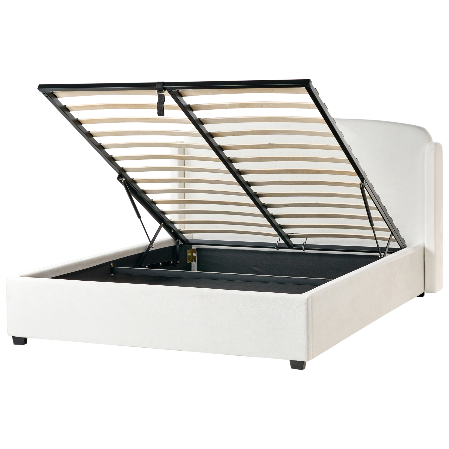 Beliani-BERNAY-Bed opbergruimte -Gebroken wit-160 x 200 cm-Polyester