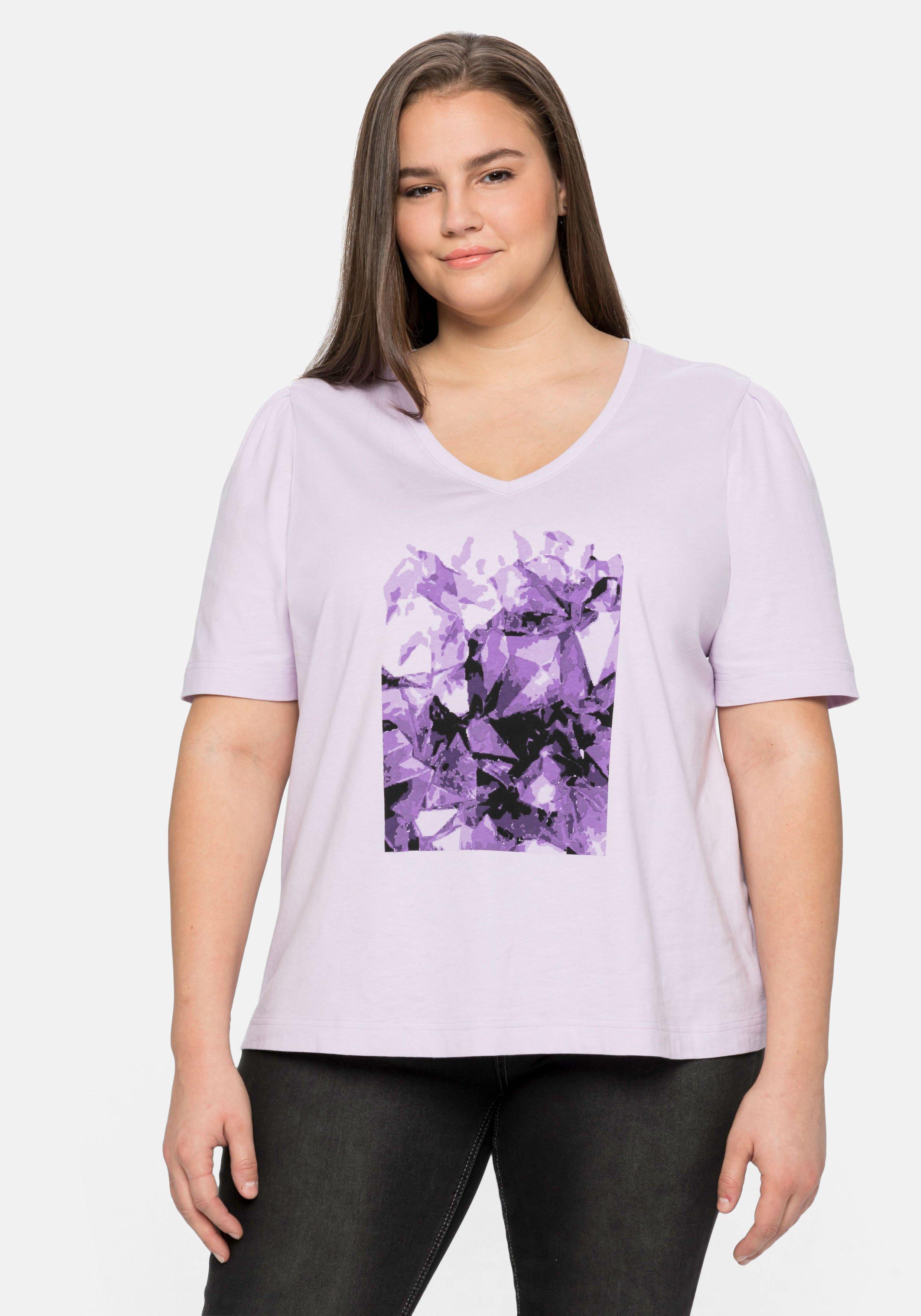 Shirt aus Jersey, mit V-Ausschnitt und Frontdruck
