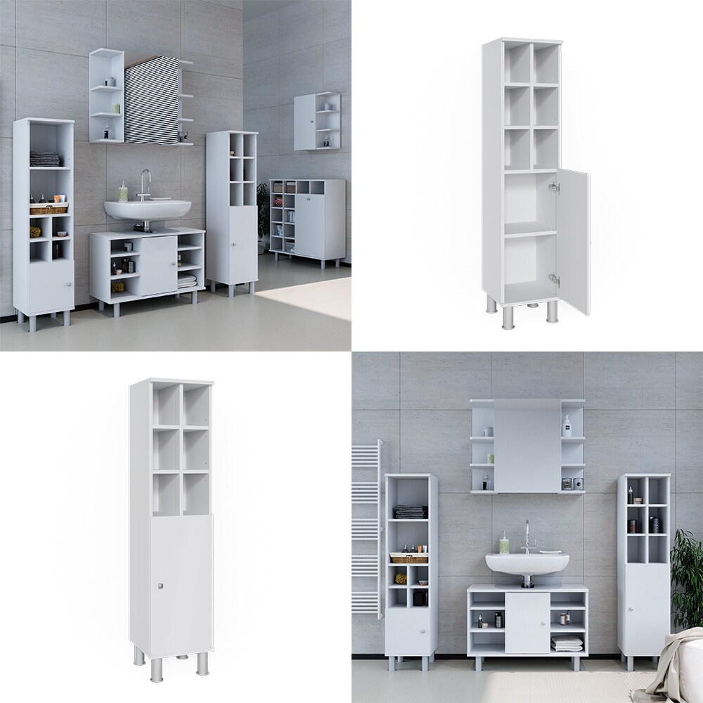 Vicco Badschrank Fynn Midischrank 8 Fächer Hochschrank Badezimmerschrank Bad