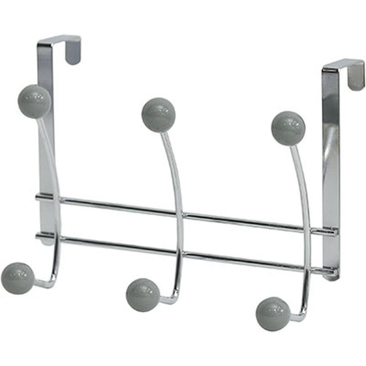 PATERE METAL 6 CROCHETS  CHROME GRIS