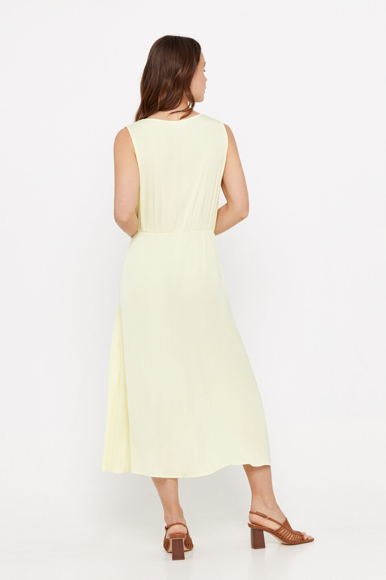 Vestido de cetim sustentável - Amarelo