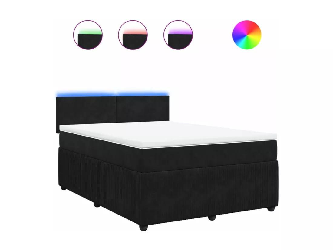 Sommier à lattes de lit avec matelas Noir 140x190 cm Velours