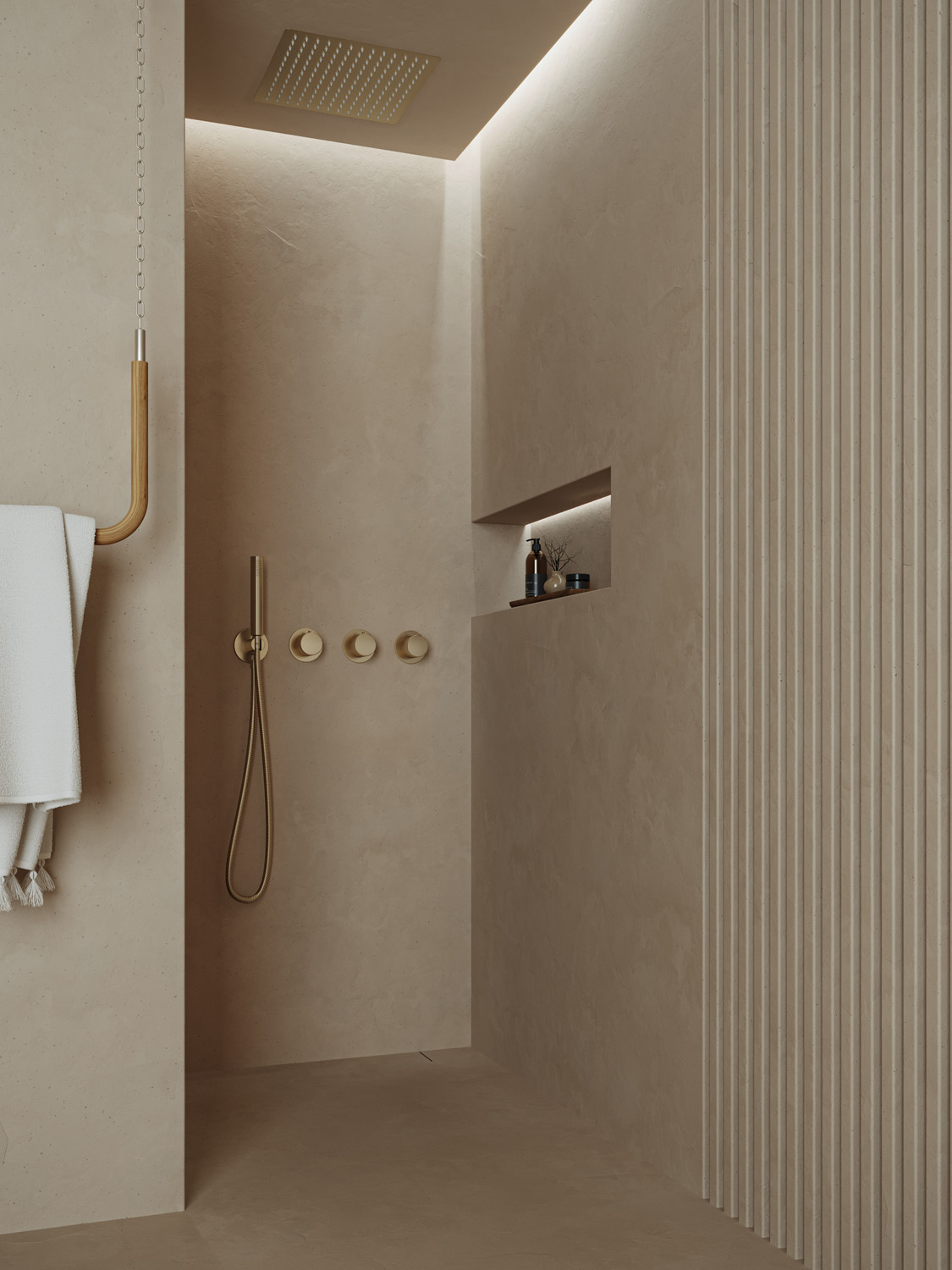 Saniclear Plus inbouw regendouche met inbouw douchekop 30x30cm en staafhanddouche geborsteld messing - mat goud