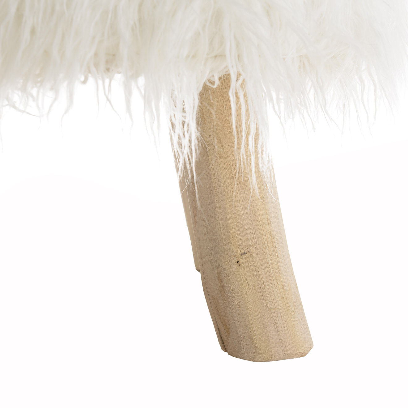 Macabane Tabouret rond en Fausse Fourrure Sacha ivoire - D.40x43 cm