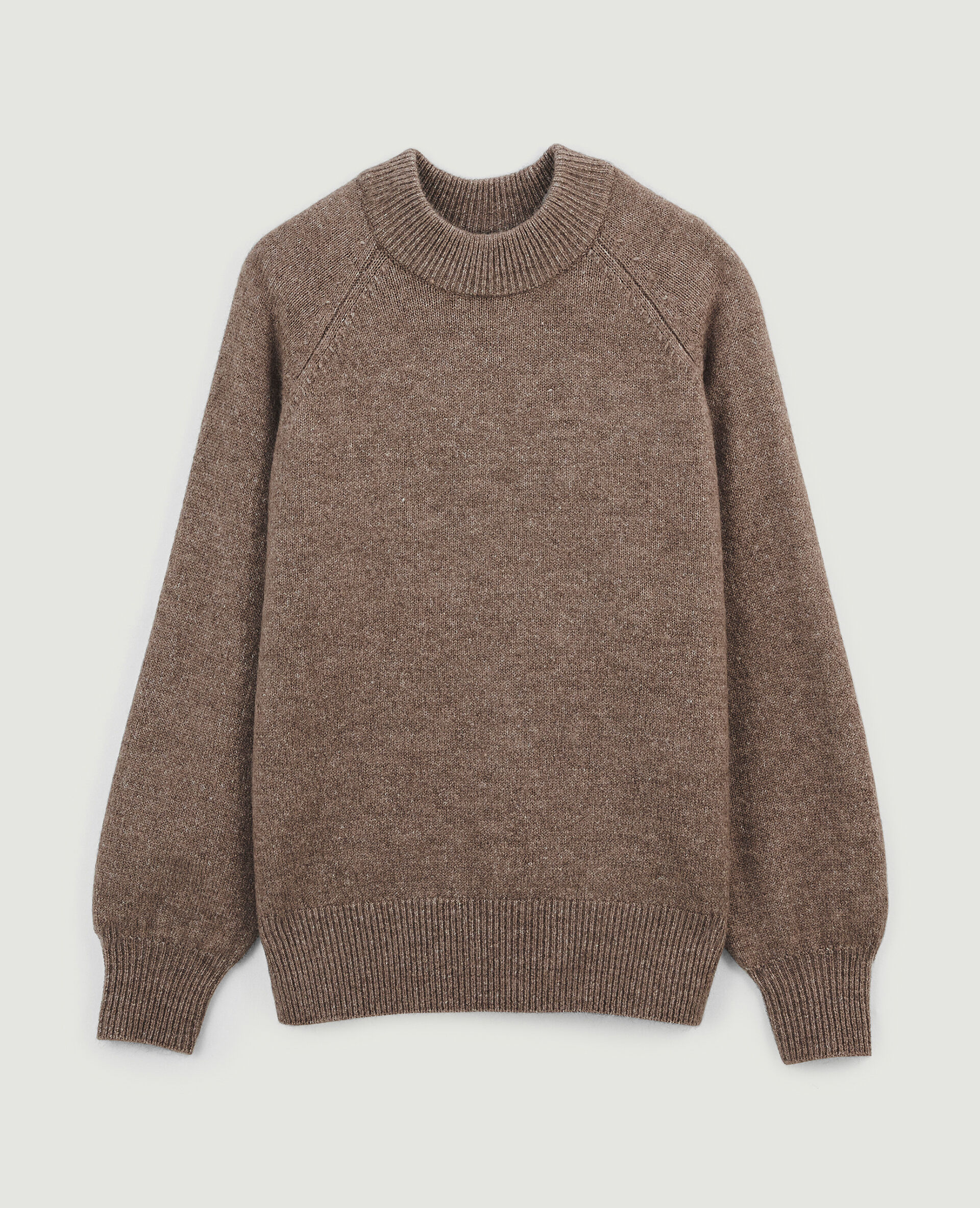 Pull col rond avec laine - Taupe