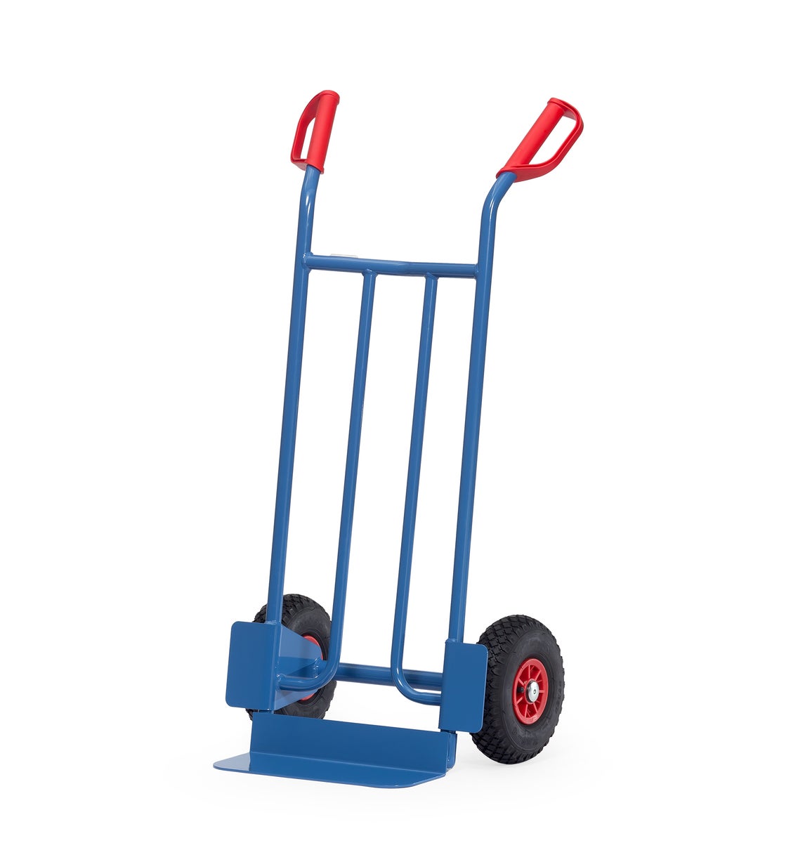 Fetra stalen buiskruiwagen met massieve rubberen banden, hoogte 1200mm, schep 150x450mm